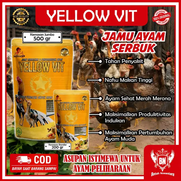 Jamu kesehatan ayam YELLOW VIT 100gr by Botoh Nusantara - Gambar 2