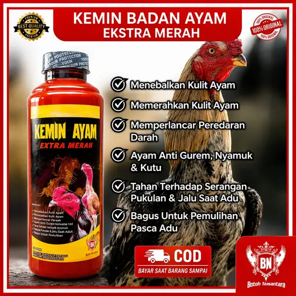 KEMIN BADAN AYAM ADUAN EXTRA MERAH tahan pukul jalu untuk kulit ayam tebal dan sehat 250ml - Gambar 2